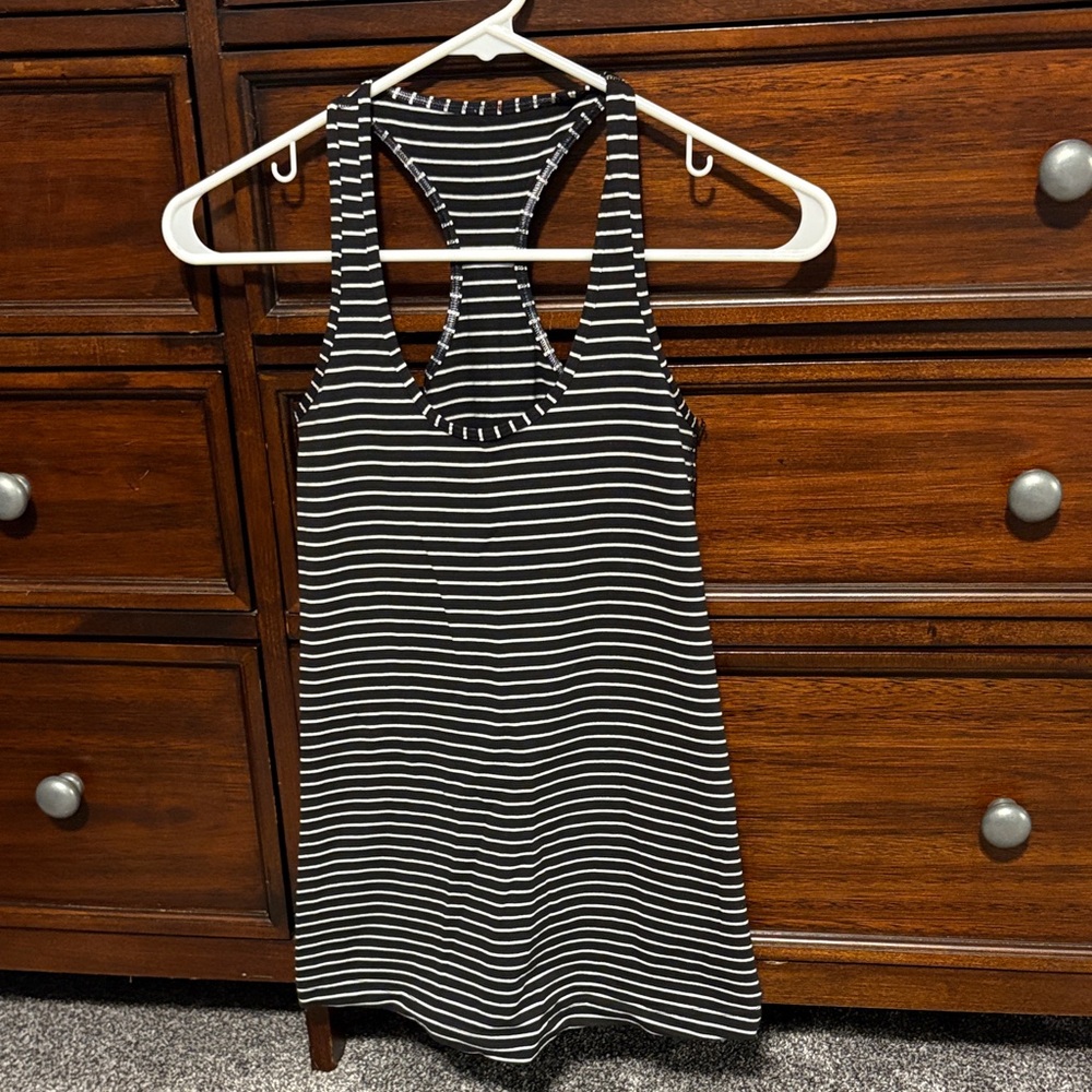 lululemon athletica Black and White Striped Tank Top